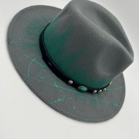 Hand drawing gray fedora