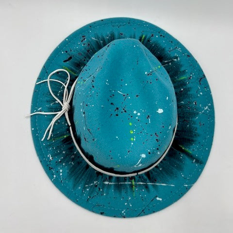 Hand drawing turquoise fedora