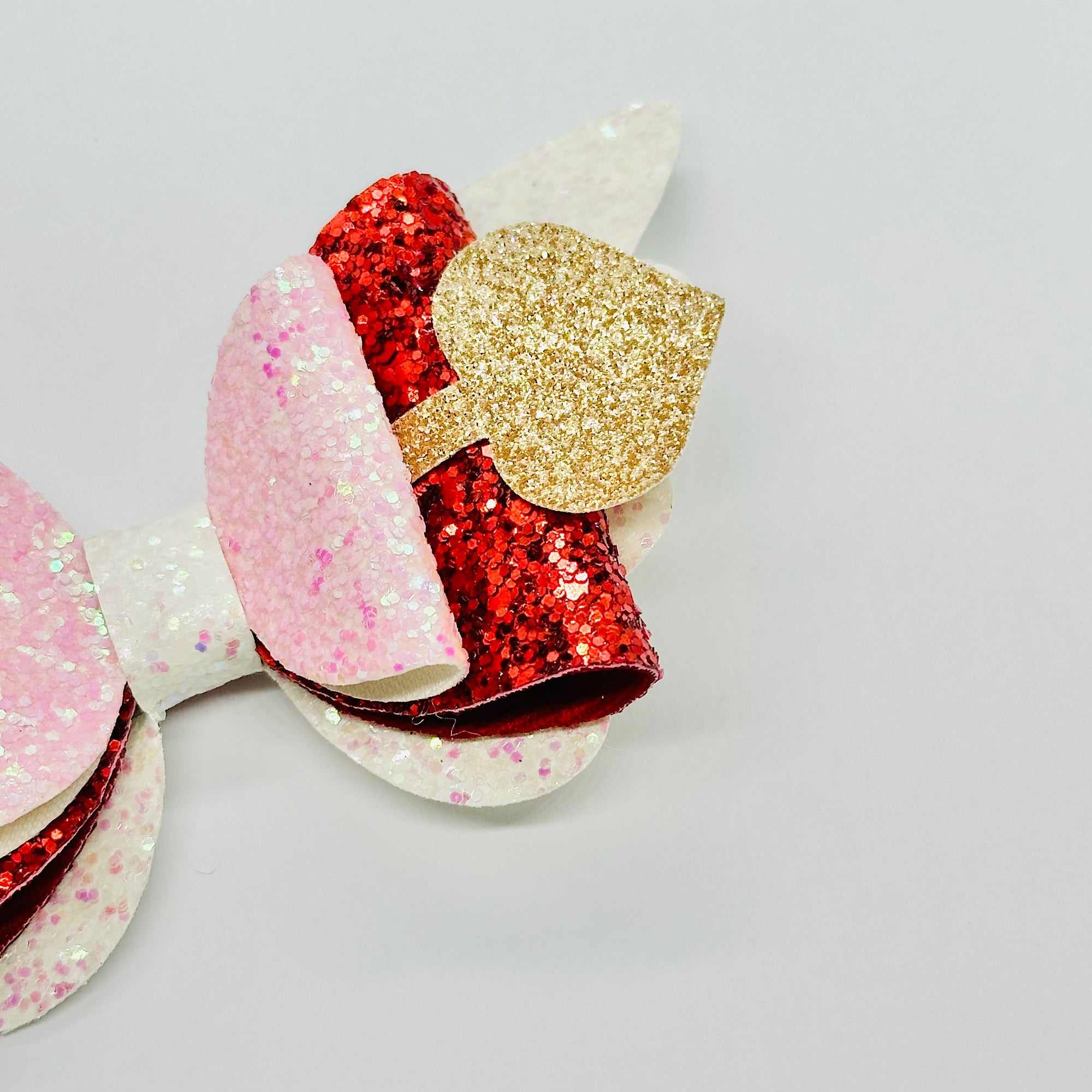 Valentine Stacked Glitter Bow with Hair Clip