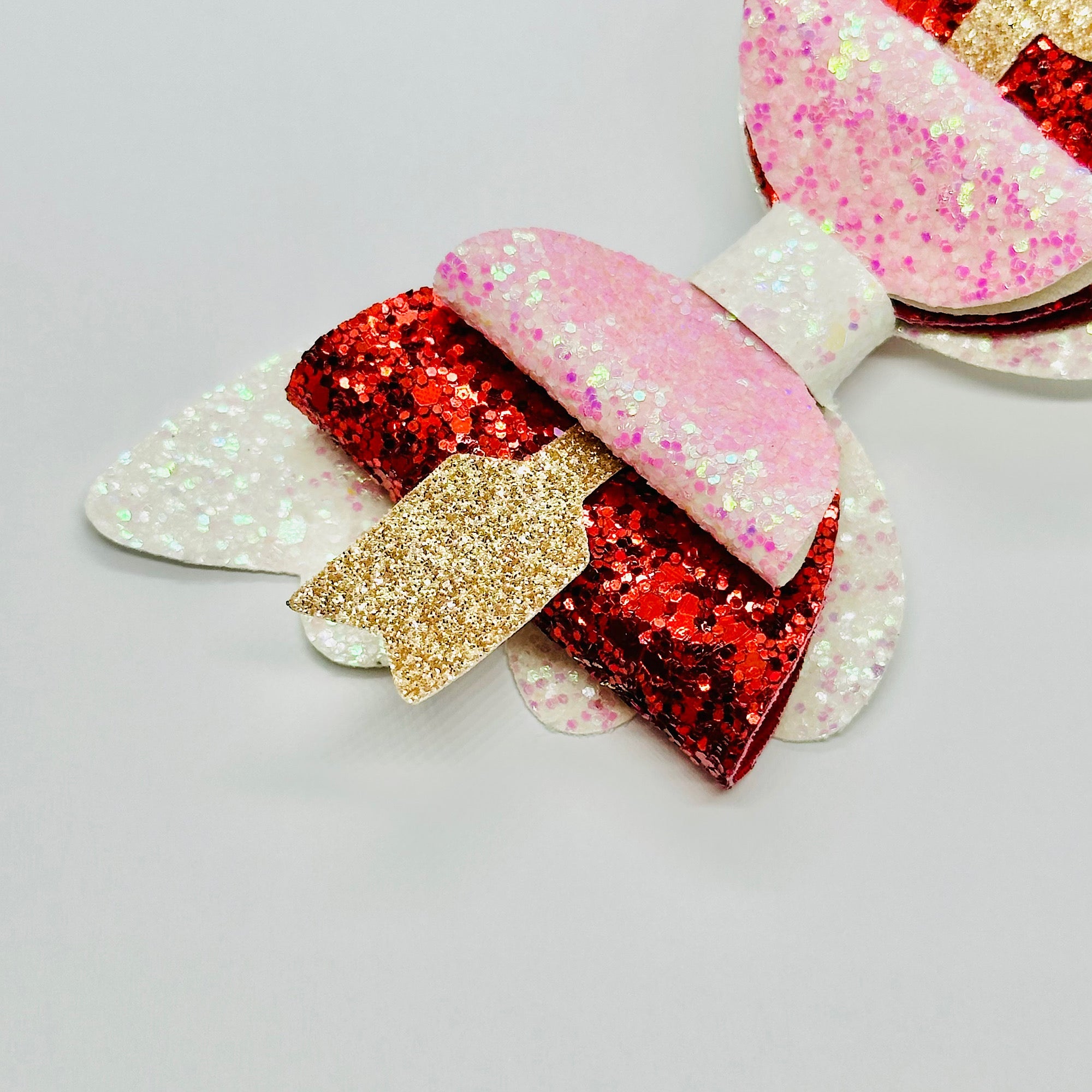 Valentine Stacked Glitter Bow with Hair Clip