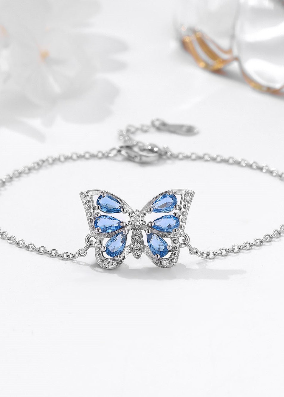 Blue Swarovski Butterfly Bracelet