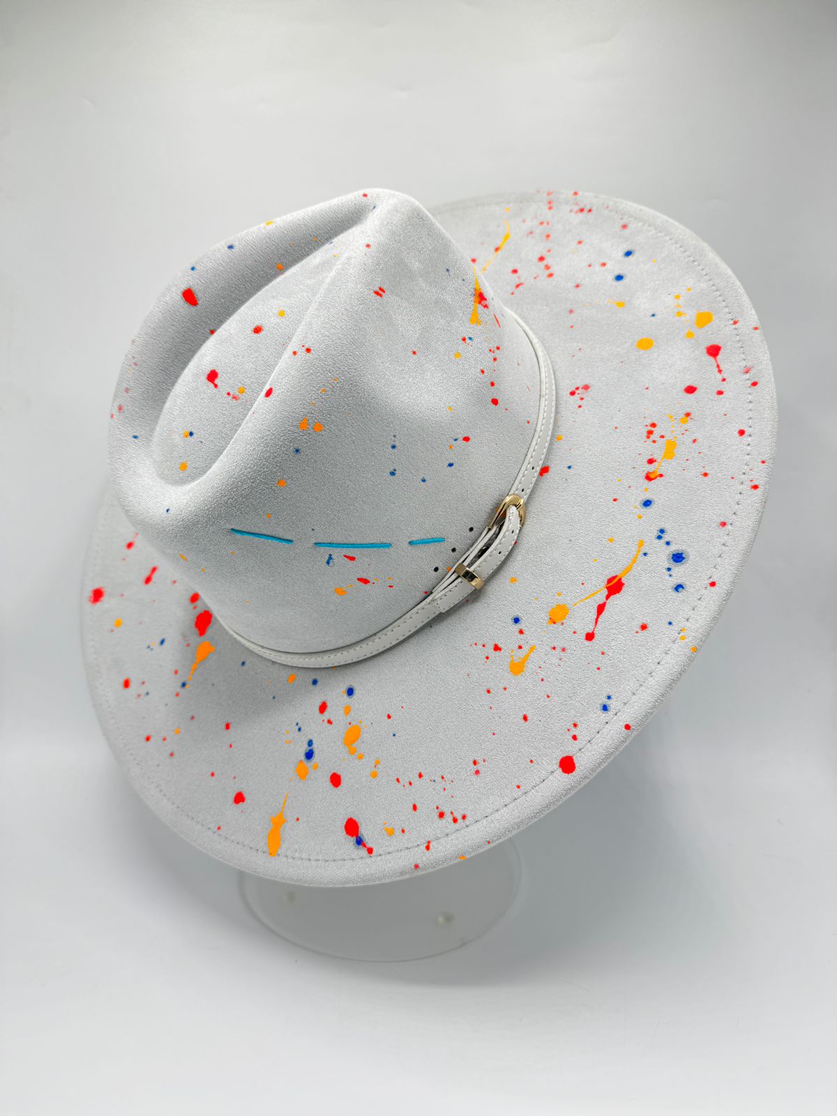 Hand painted wide brim fedora