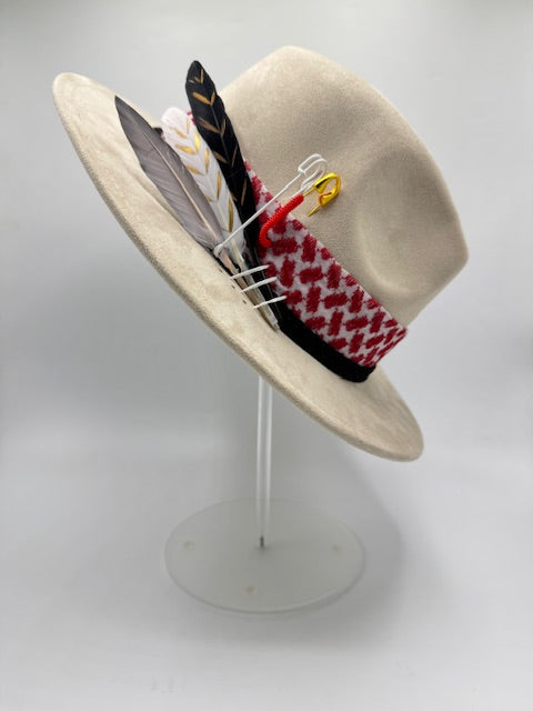 Beige suede fedora Saudi inspired