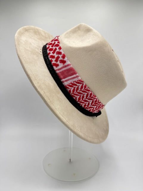 Beige suede fedora Saudi inspired