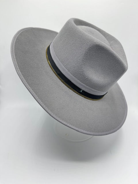 Grey Fedora with turquoise details