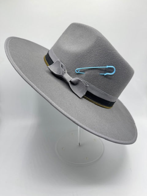 Grey Fedora with turquoise details