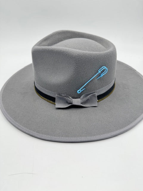 Grey Fedora with turquoise details
