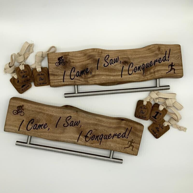 Natural Log Medal Holder "I Came, I Saw, I Conquered!"
