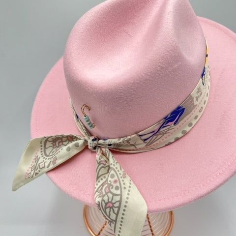 Pink fedora with purple details