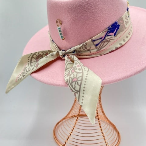 Pink fedora with purple details