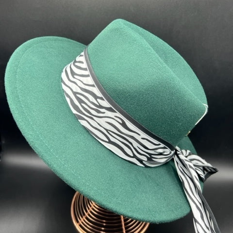 Royal green fedora with heart accessory