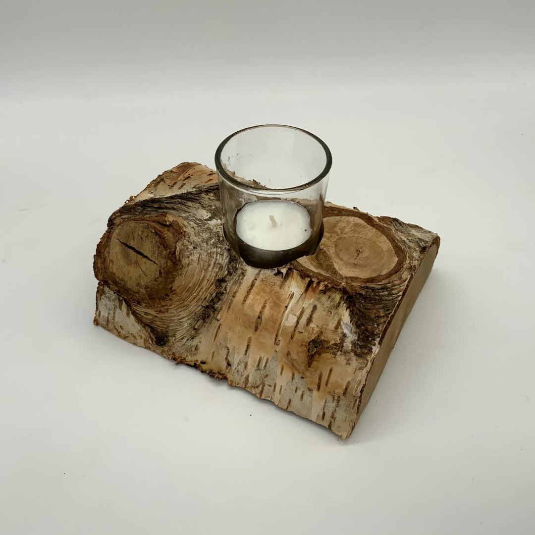 Rustic single log tealights