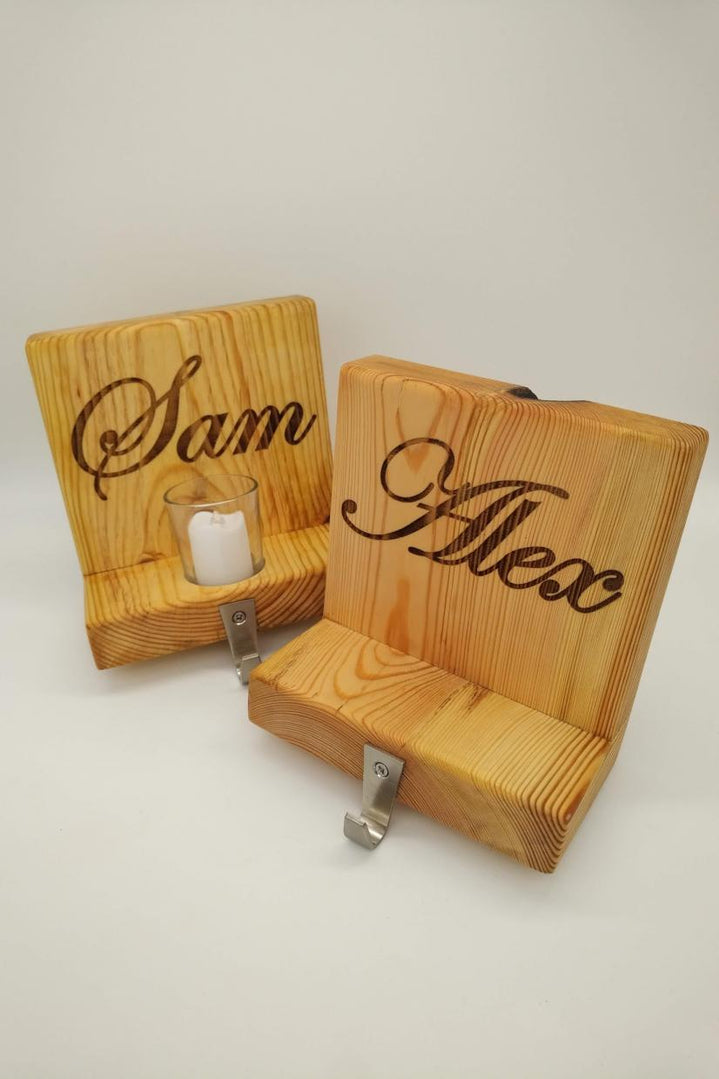 Solid wood personalised Christmas stocking hanger