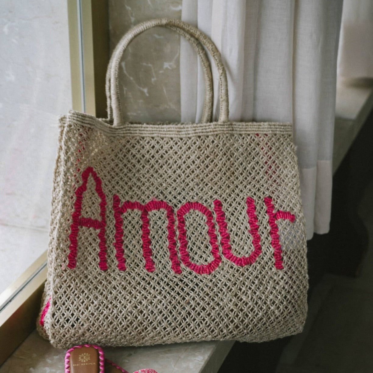 Amour Jute Bag S Hot Pink - Saffron Souk 4 The Jacksons