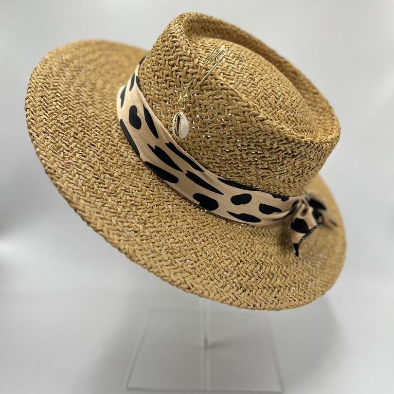 Tiger print paper straw hat