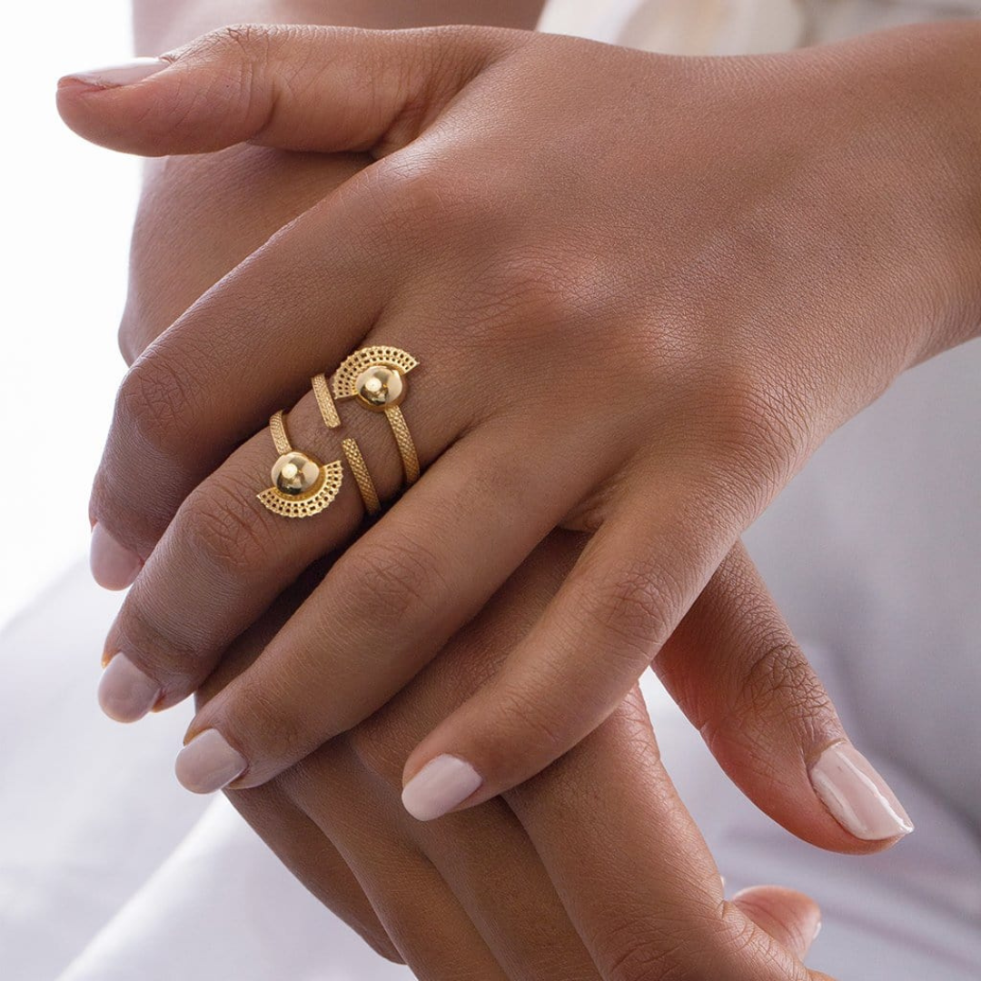TSIRUR RING | Graceful Ethiopian-Eritrean Filigree Design - 18K GOLD PLATED | 4-IN-1 JEWELRY