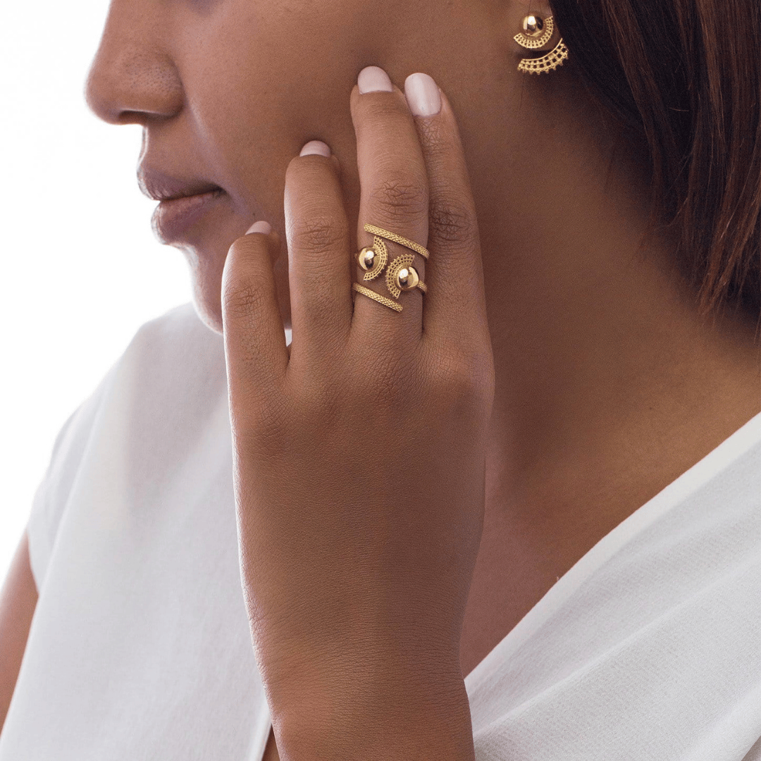 TSIRUR RING | Graceful Ethiopian-Eritrean Filigree Design - 18K GOLD PLATED | 4-IN-1 JEWELRY
