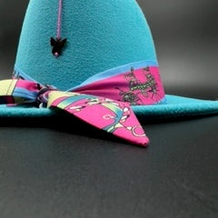 Turquoise fedora with fuchsia details