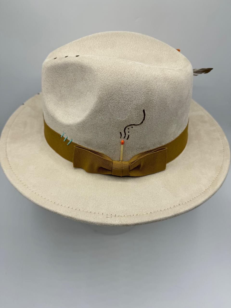 Suede fedora with orange details