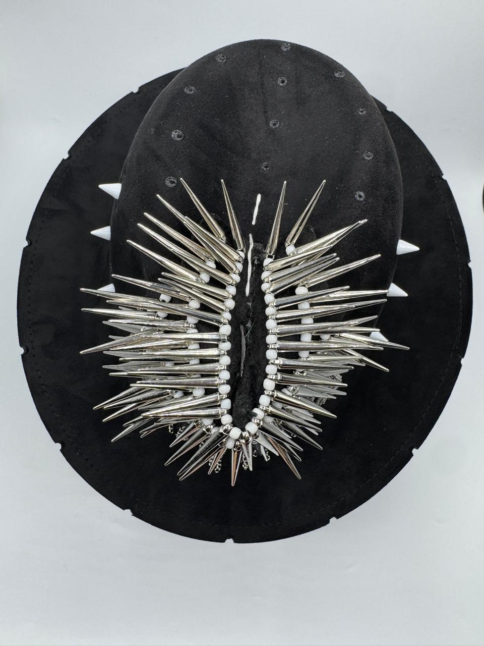 black fedora with metal details