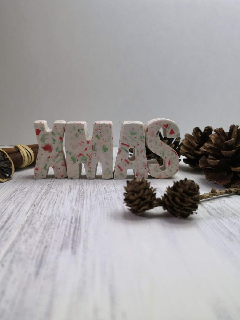 X-MAS Terrazzo stand-alone Handcrafted decoration Letters