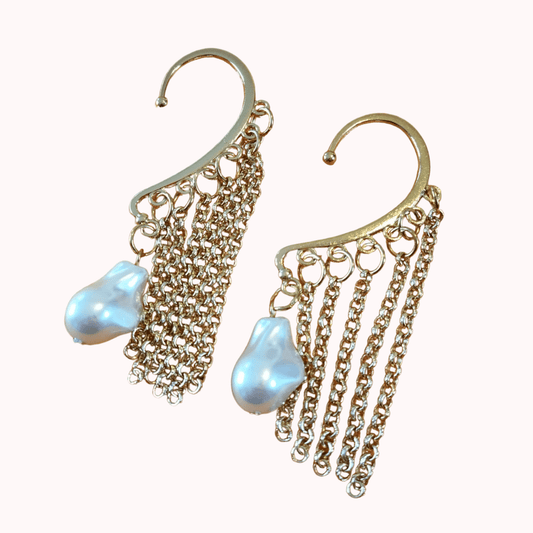 EARCUFF GOLD PEARL EARRINGS