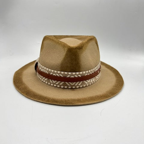 100% wool fedora with brown details