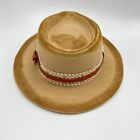 100% wool fedora with brown details