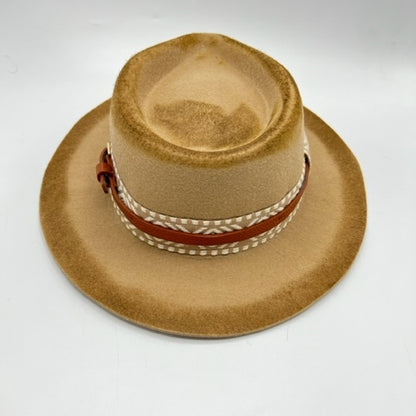 100% wool fedora with brown details