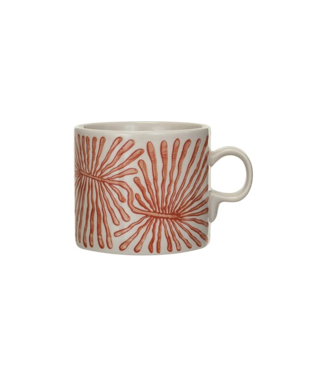 Hand-Painted Stoneware Mug with Abstract Design (14 oz.)