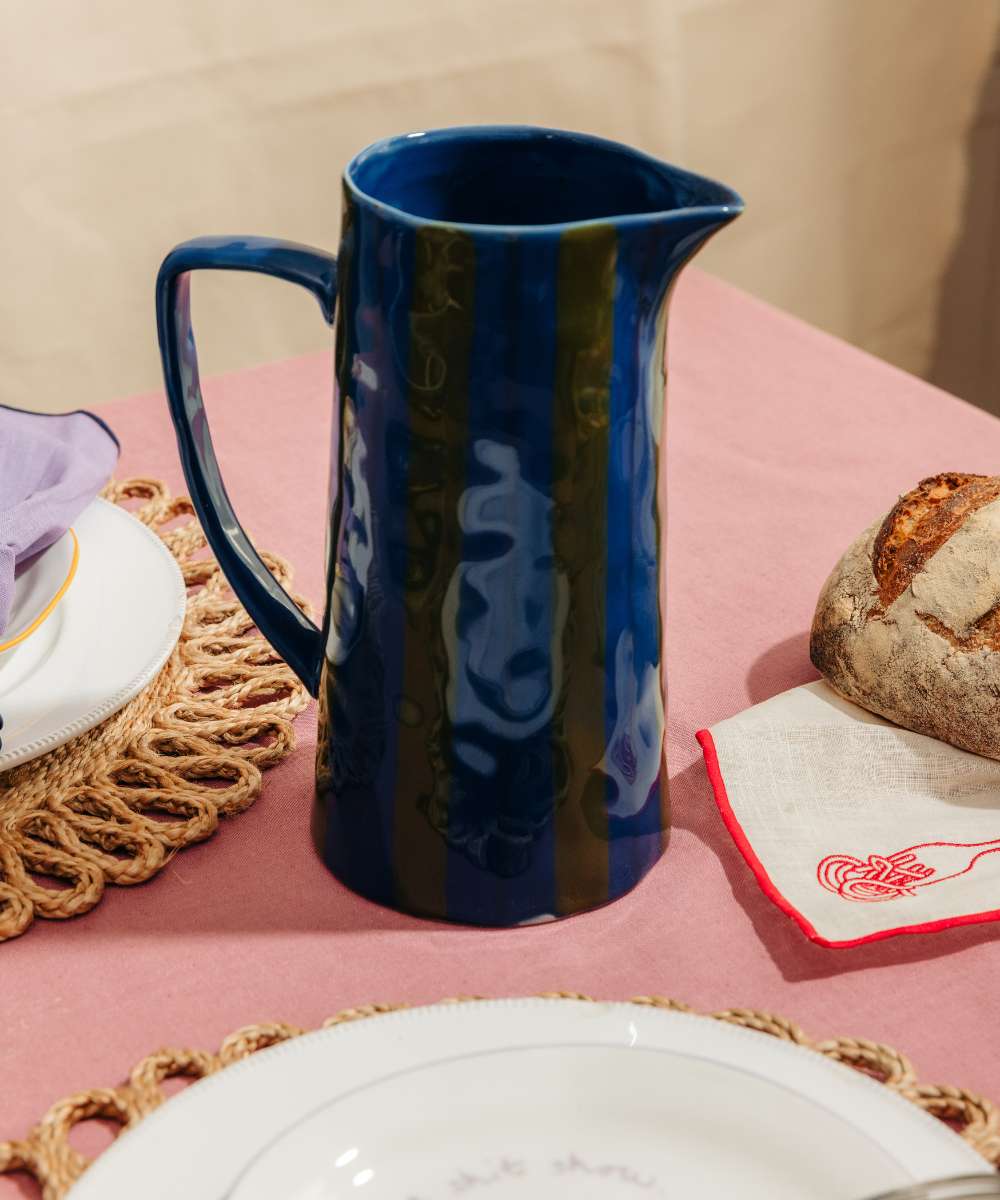 MÆGEN Marcelle Striped Jug - blue & Green