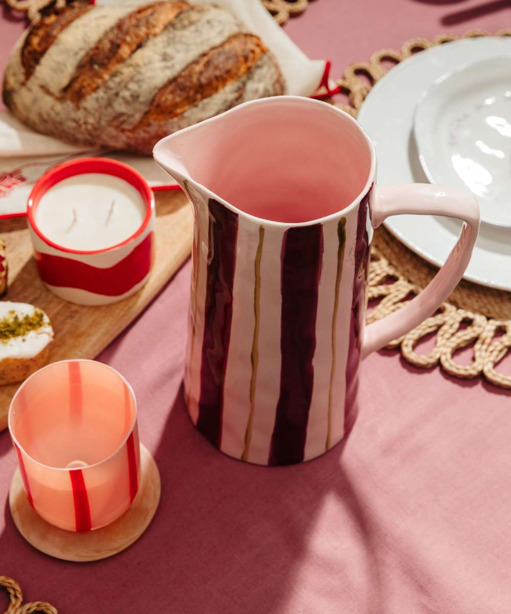 MÆGEN Marcelle Striped Jug - Pink & Burgundy