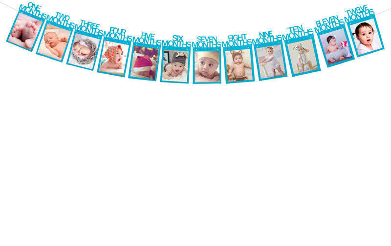 12 month baby shower baby birthday bunting (available in Pink, Blue, Silver & Gold)