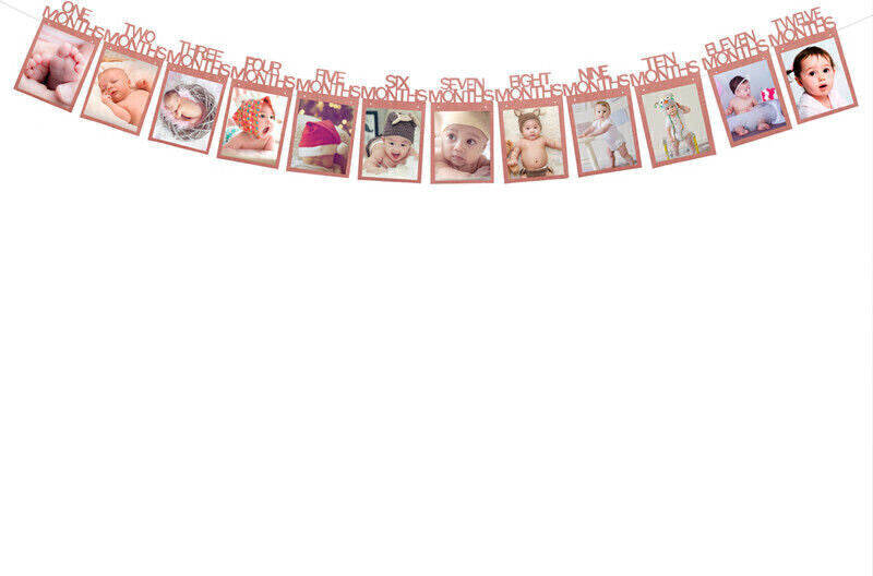 12 month baby shower baby birthday bunting (available in Pink, Blue, Silver & Gold)