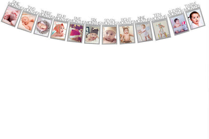 12 month baby shower baby birthday bunting (available in Pink, Blue, Silver & Gold)