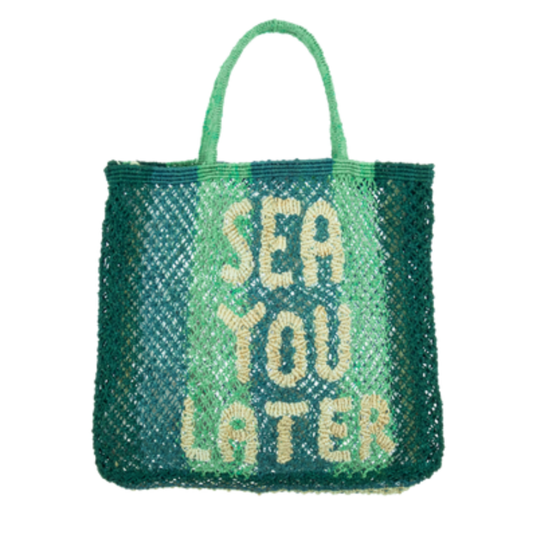 Sea You Later Jute Bag L Green - Saffron Souk 4 The Jacksons