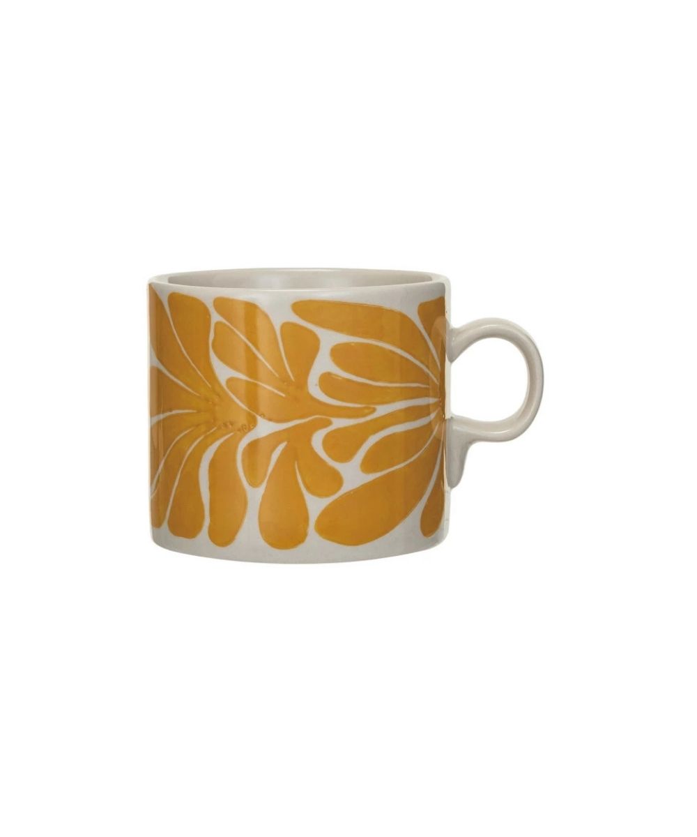 Hand-Painted Stoneware Mug with Abstract Design (14 oz.)