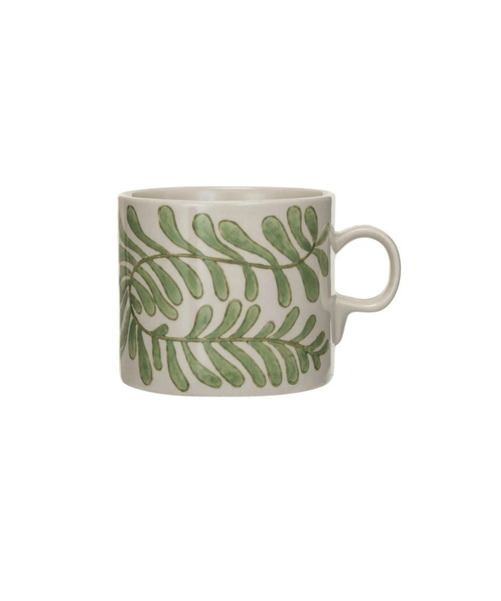 Hand-Painted Stoneware Mug with Abstract Design (14 oz.)