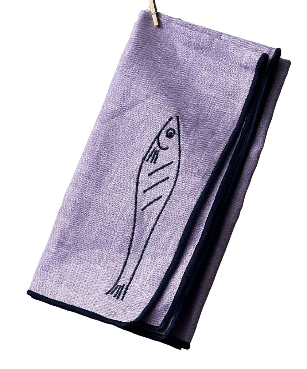 MÆGEN Linen-Blend Napkins - Fish (set of 2)