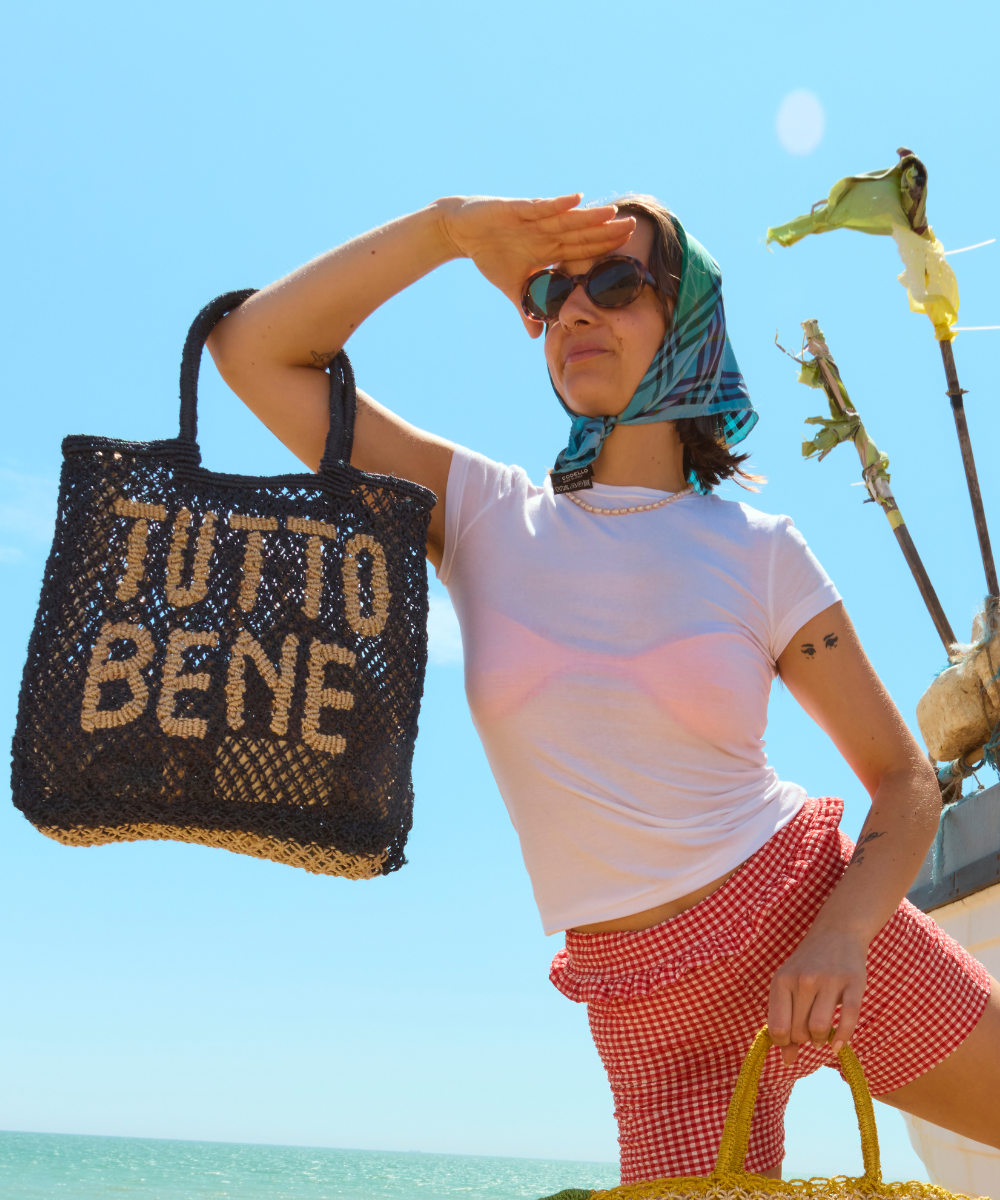 Tutto Bene Dark Navy Jute Bag