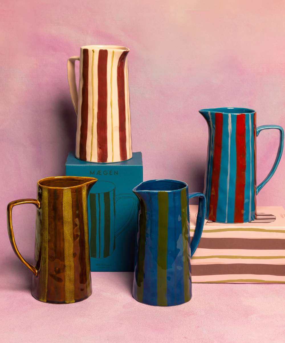 MÆGEN Marcelle Striped Jug - blue & Green