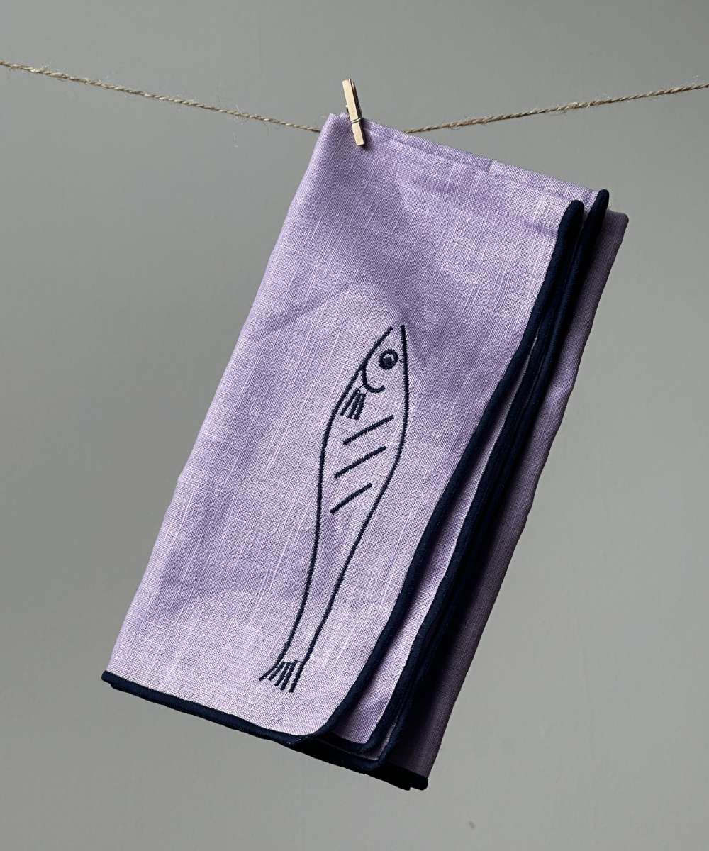 MÆGEN Linen-Blend Napkins - Fish (set of 2)