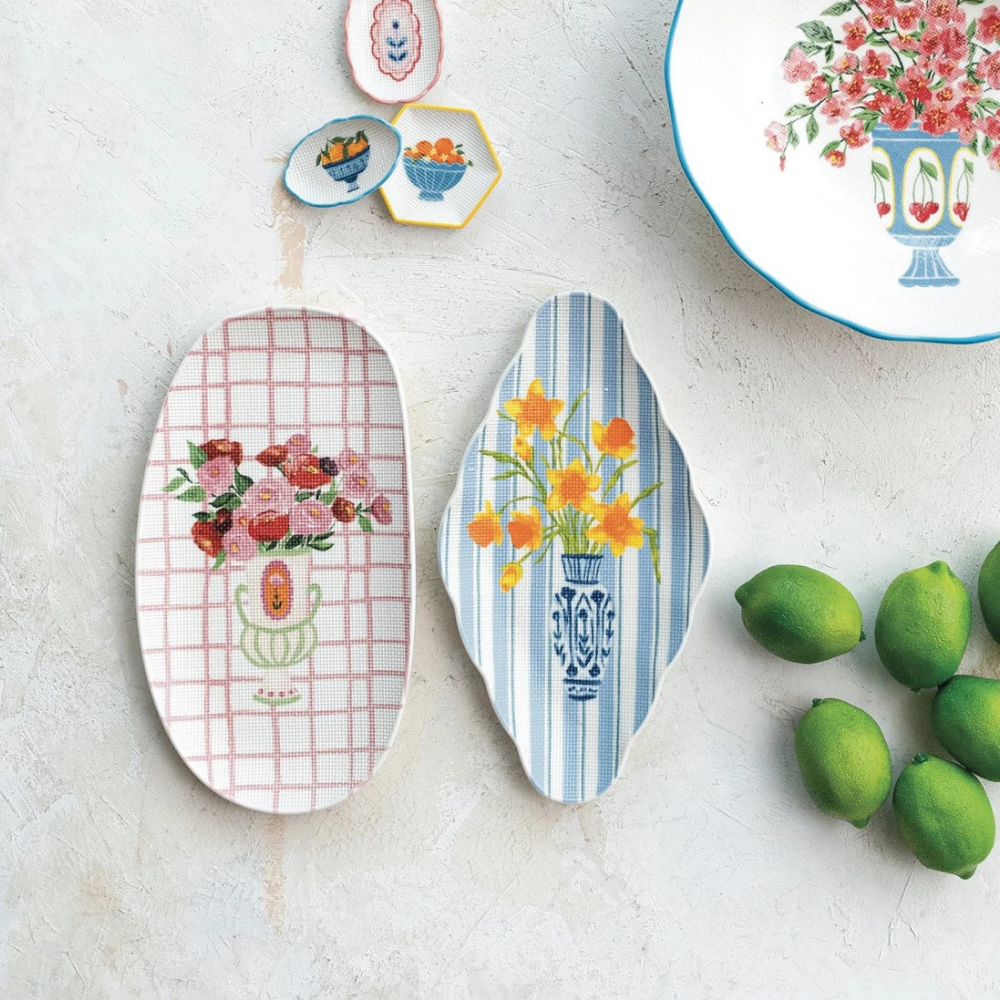 Bloom Stitch-Textured Stoneware Plates