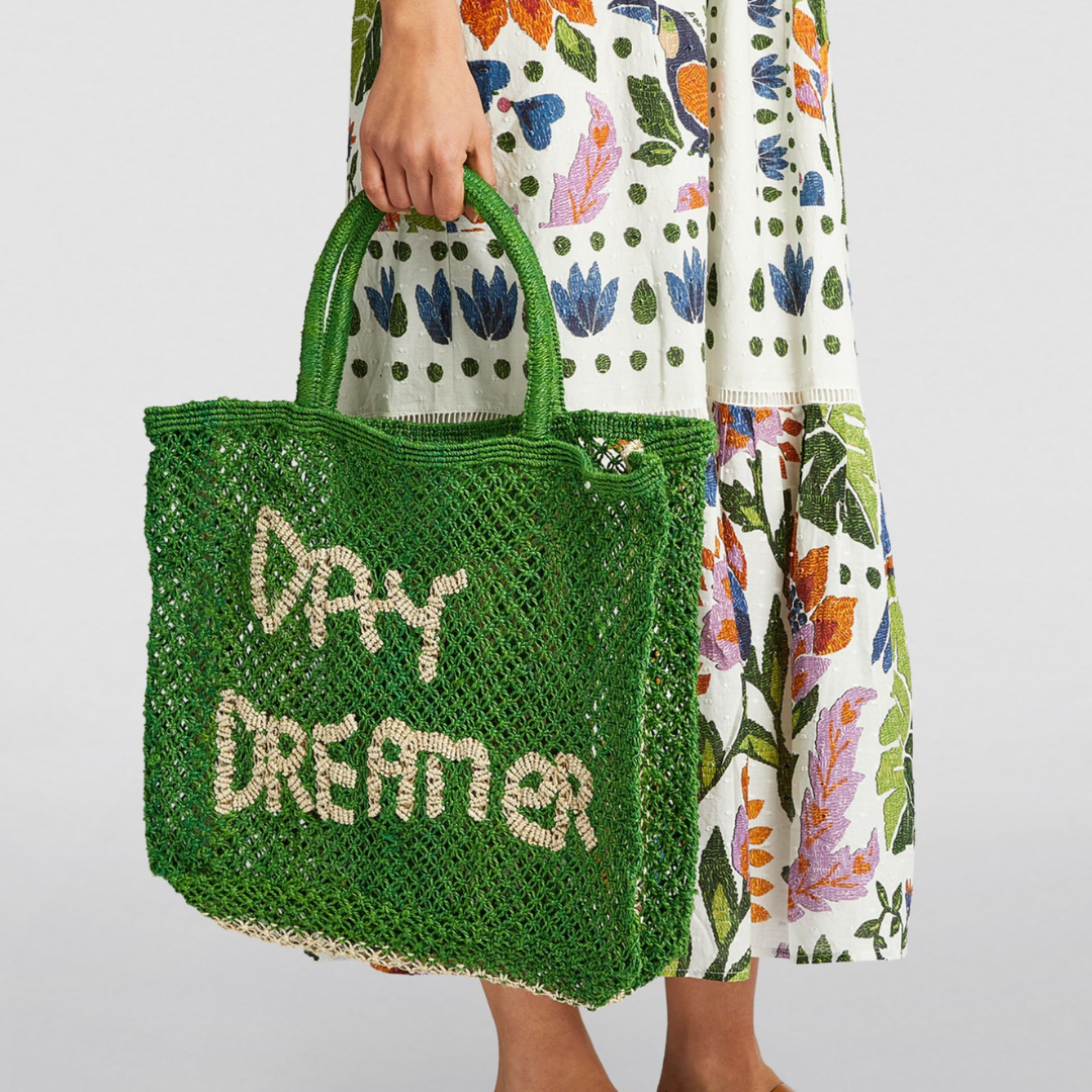 Day Dreamer Jute Bag L Green - Saffron Souk 4 The Jacksons