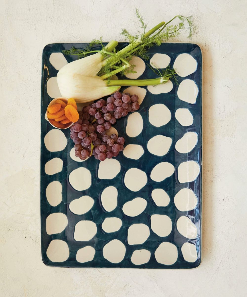 Textured Dot Stoneware Serving Platter