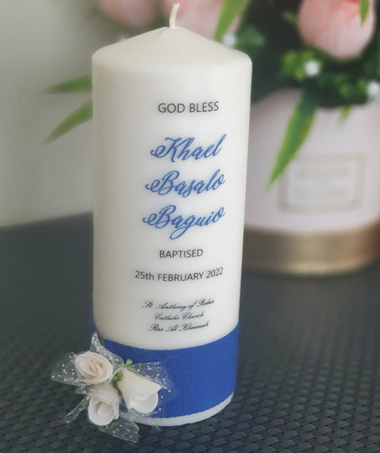 15cm Baptism Candle with Embellishments / Christening / Communions Candles (Baby Shower Gift, New Born Baby Gift, keepsake gift)