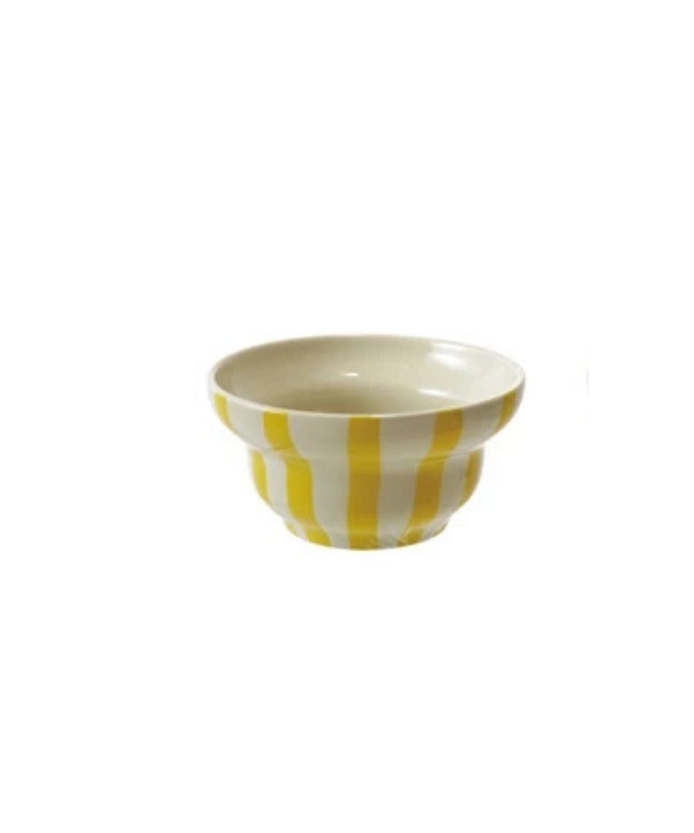 Hand-Painted Stoneware Striped Bowl