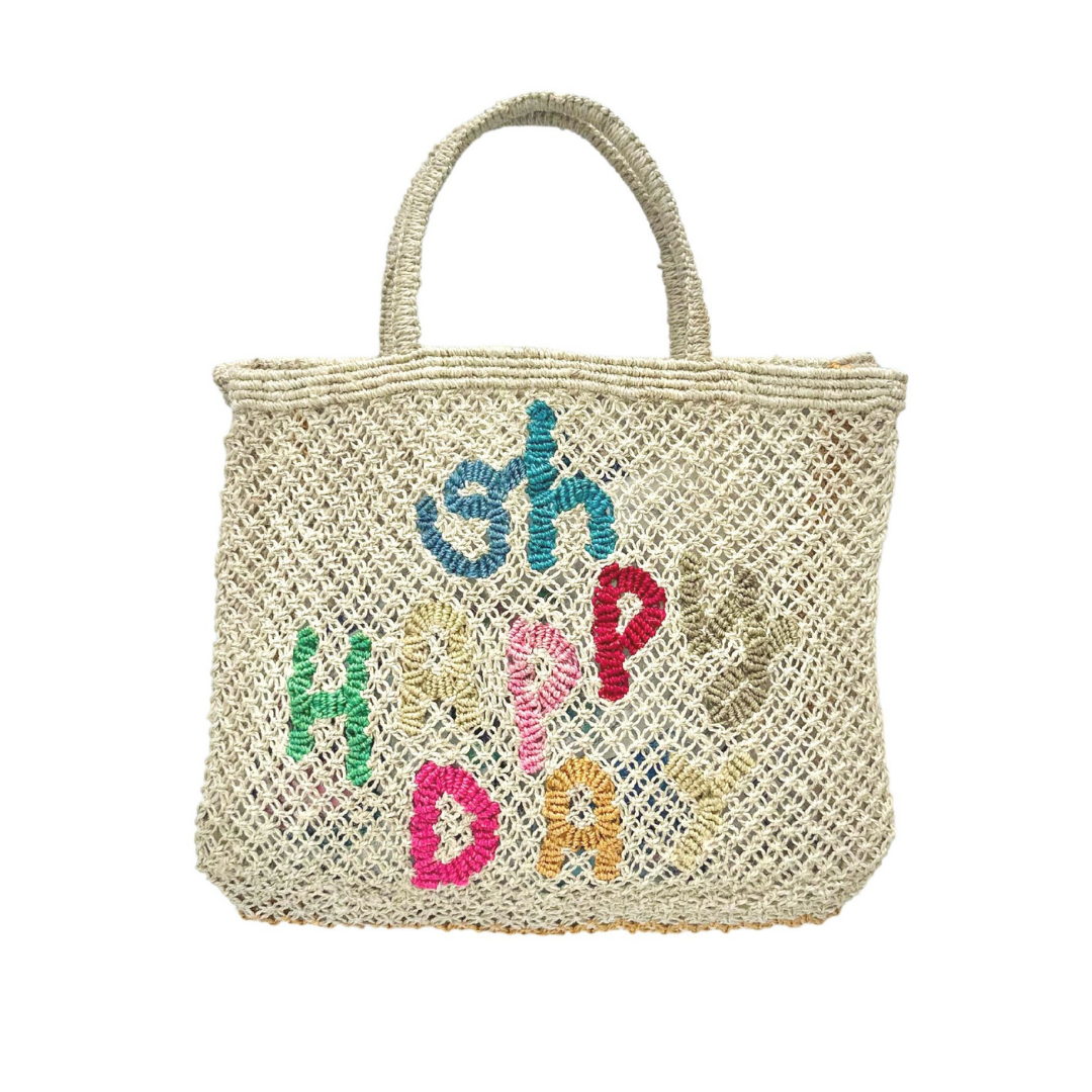 Oh Happy Day Jute Bag S - Saffron Souk 4 The Jacksons