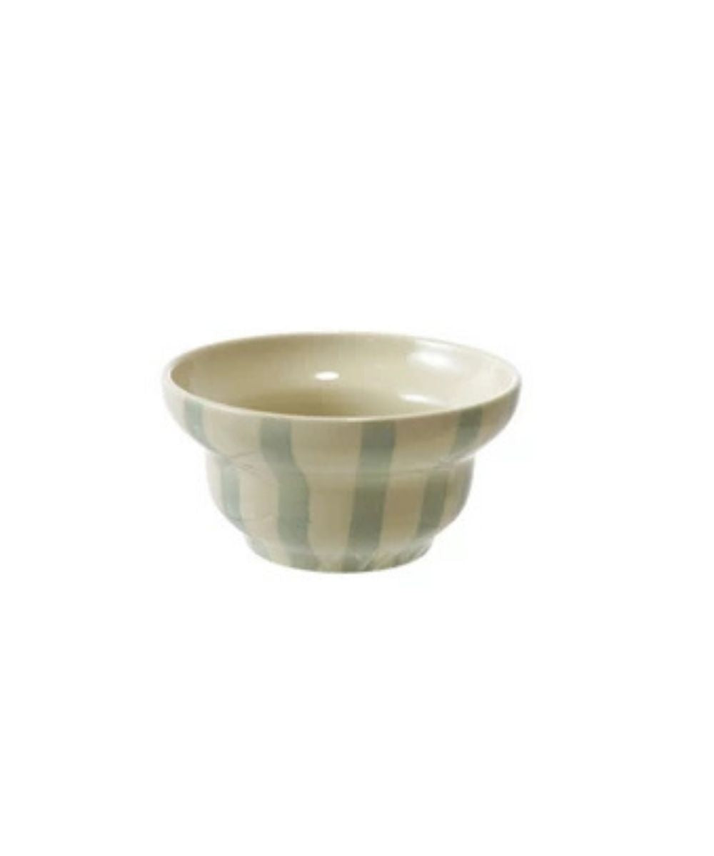 Hand-Painted Stoneware Striped Bowl