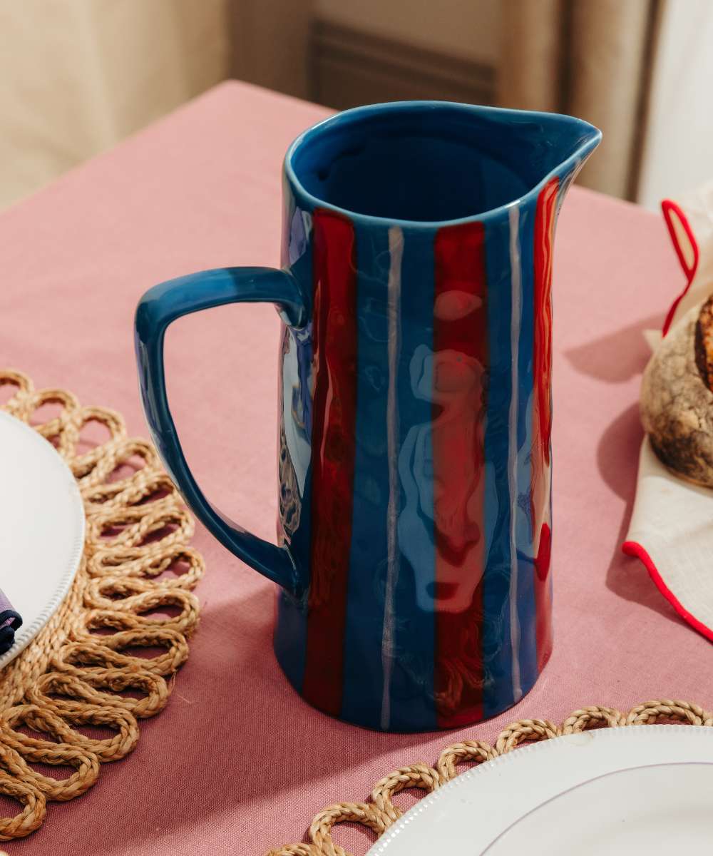 MÆGEN Marcelle Striped Jug - Blue & Red